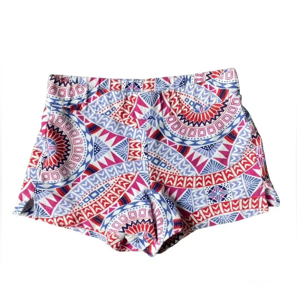 Girls L Old Navy Blue White Purple Pink Red Aztec Geo Elastic Waist Flat Shorts